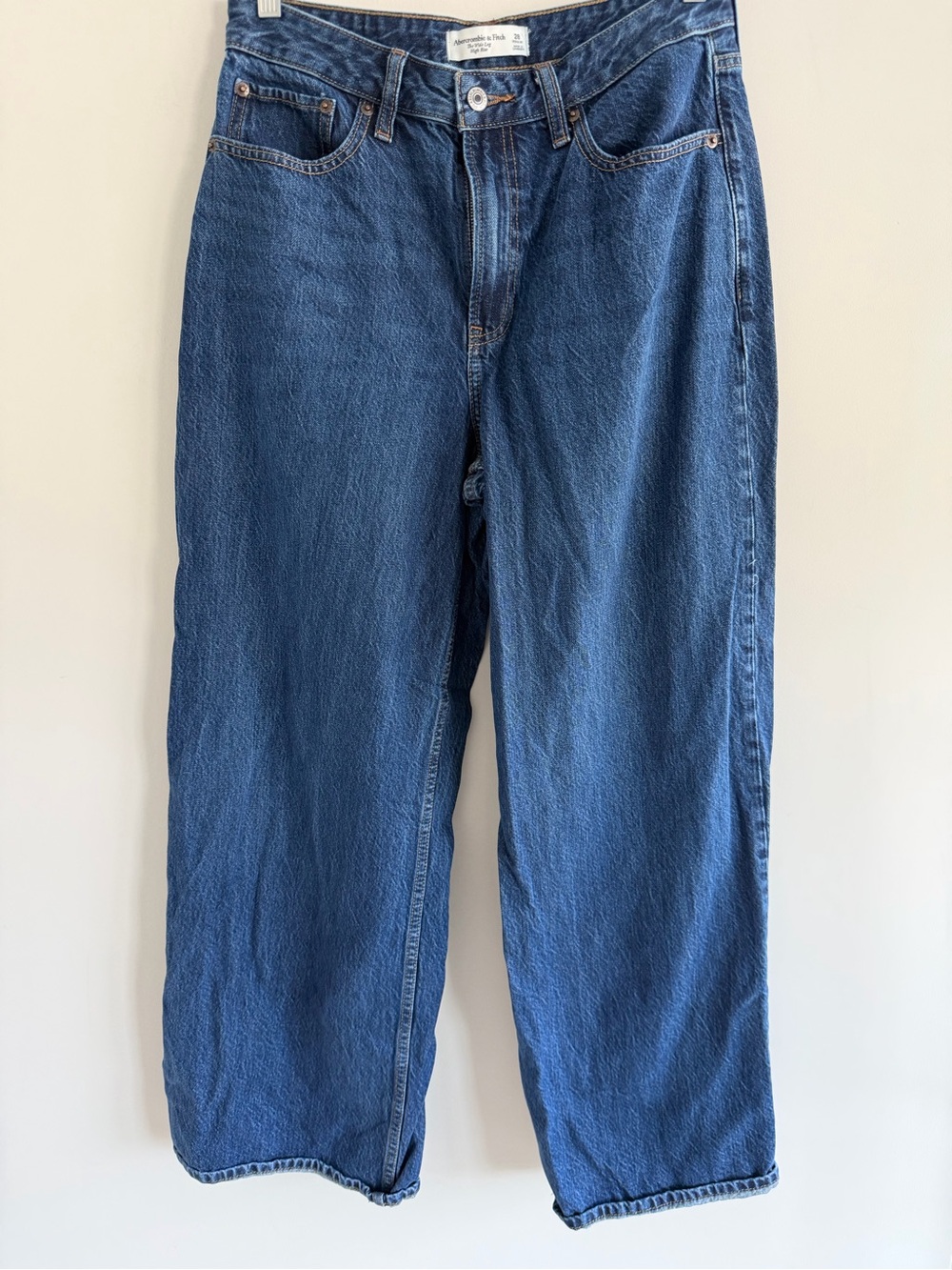 Abercrombie & Fitch Curve Love Wide Leg High Rise Jeans Womens 28 Blue Denim